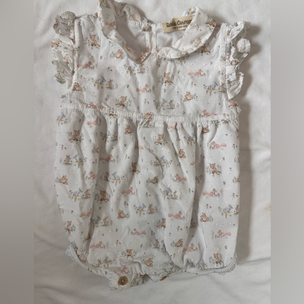 White and Pink Printed Kids One Piece
